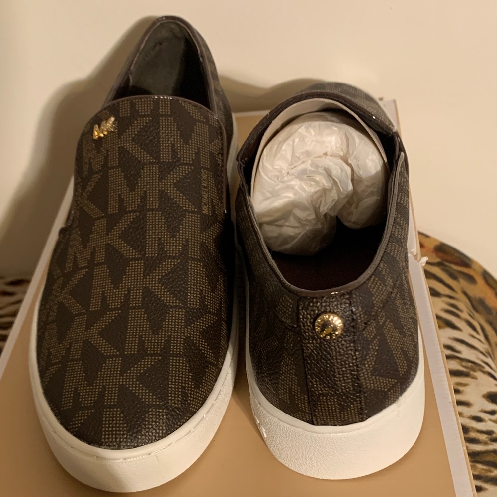Michael Kors Monogram Brown Slip-Ons